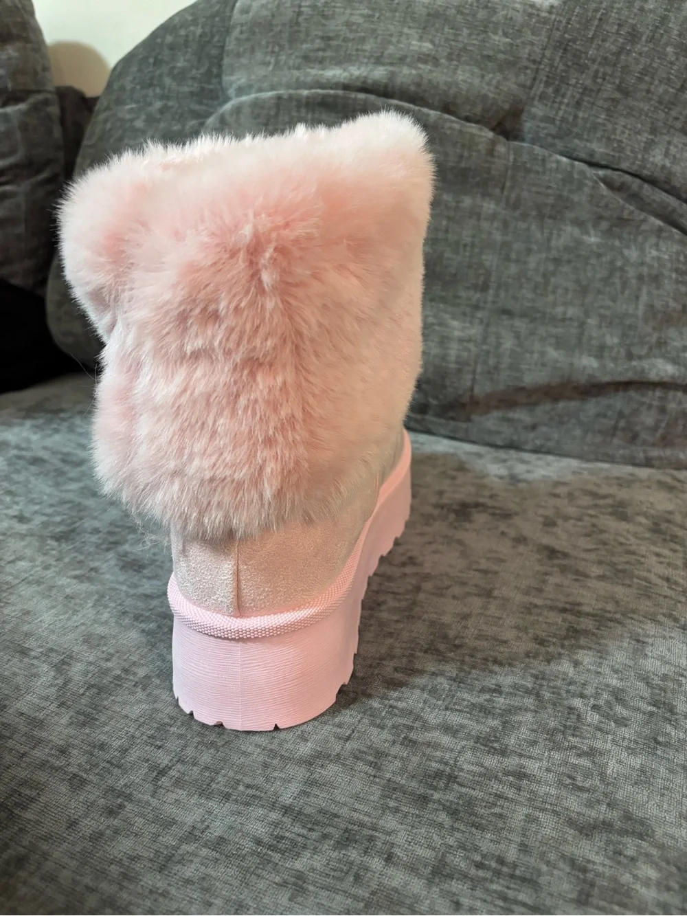 Plush Faux-Fur Ankle Boot in Pink - Women